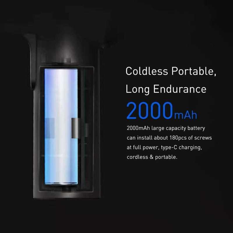 Xiaomi Tournevis rechargeable sans fil Mijia 3.6V 2000mAh Li-ion 5N.m Tournevis électrique avec 12 pièces S2 embouts de vis pour