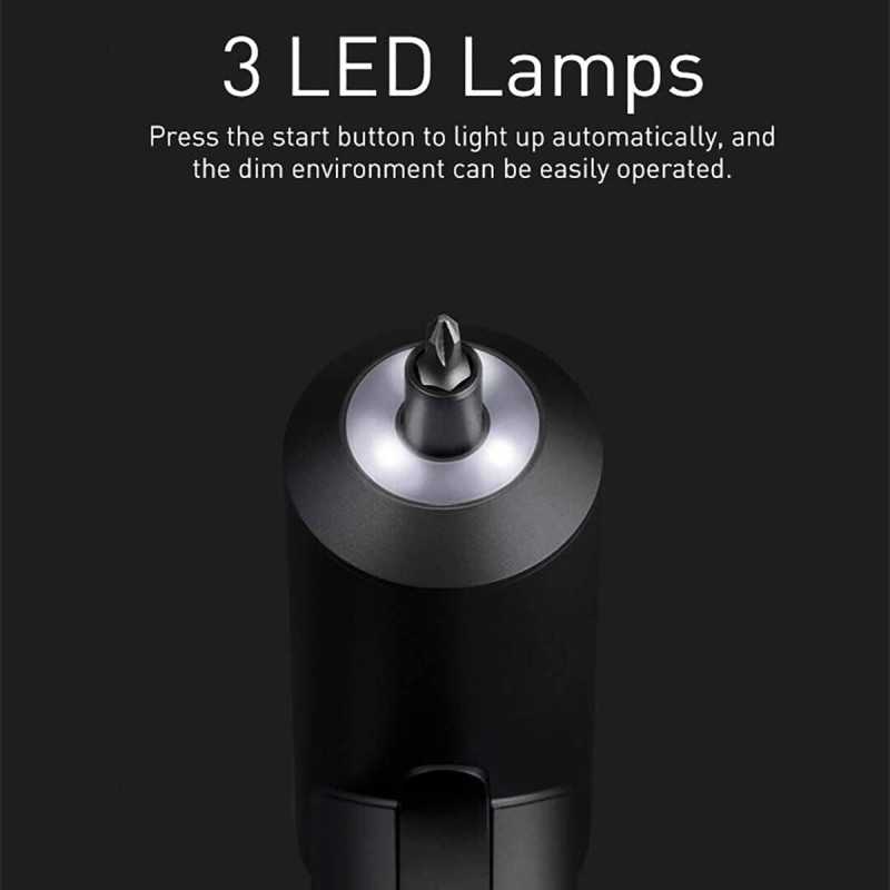 Xiaomi Tournevis rechargeable sans fil Mijia 3.6V 2000mAh Li-ion 5N.m Tournevis électrique avec 12 pièces S2 embouts de vis pour