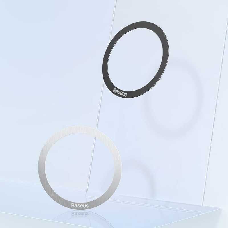 Baseus Halo Series PCCH000012 Lot de 2 anneaux magnétiques en métal Argenté