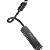 Baseus Audio L52 Lightning Adapter to Mini Jack 3,5 mm et 2 x Lightning (Noir)