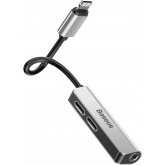 Baseus Audio L52 Lightning Adapter to Mini Jack 3,5 mm et 2 x Lightning (Noir)