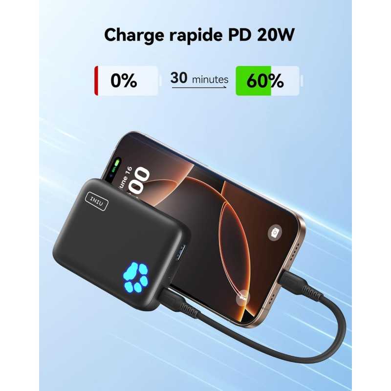INIU Batterie Externe Magsafe, Petit 10000mAh 20W PD Magnetique Power Bank, USB C Input & Output Batterie Portable Charge Rapide