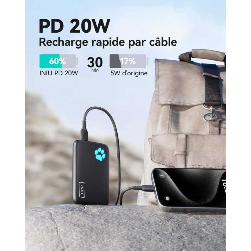 INIU Batterie Externe Magsafe, Petit 10000mAh 20W PD Magnetique Power Bank, USB C Input & Output Batterie Portable Charge Rapide
