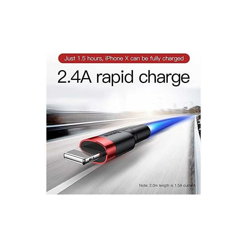 Baseus Cafule Cable - USB to Lightning Cable, 2.4 A, 1 m (Red/Black)