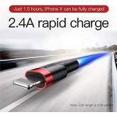 Baseus Cafule Cable - USB to Lightning Cable, 2.4 A, 1 m (Red/Black)
