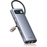 Baseus Hub USB C 7-Port avec 4K 60Hz HDMI, PD 100W, 3 USB-A 3.0 5Gbps, Lecteur Carte SD/TF, USB C Stations d'accueil pour