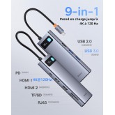 Hub USB C Baseus 9-in-1 avec 4K HDMI et Power Delivery