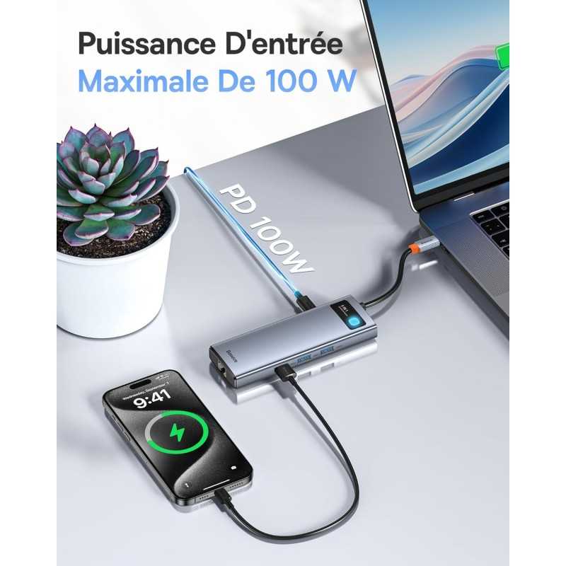 Hub USB C Baseus 9-in-1 avec 4K HDMI et Power Delivery