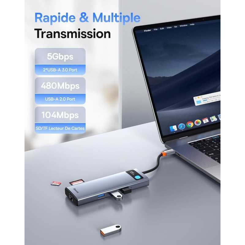 Hub USB C Baseus 9-in-1 avec 4K HDMI et Power Delivery