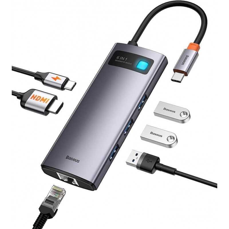 Baseus Hub USB C 7-Port avec 4K 60Hz HDMI, PD 100W, 3 USB-A 3.0 5Gbps, Lecteur Carte SD/TF, USB C Stations d'accueil pour