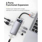 Baseus Hub USB C 7-Port avec 4K 60Hz HDMI, PD 100W, 3 USB-A 3.0 5Gbps, Lecteur Carte SD/TF, USB C Stations d'accueil pour