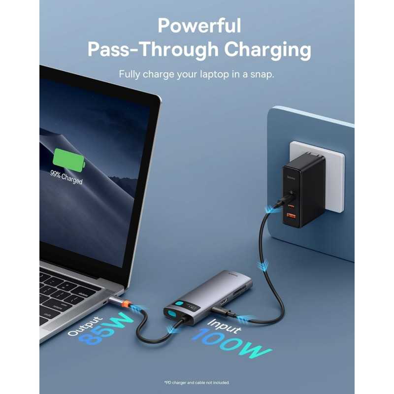 Baseus Hub USB C 7-Port avec 4K 60Hz HDMI, PD 100W, 3 USB-A 3.0 5Gbps, Lecteur Carte SD/TF, USB C Stations d'accueil pour