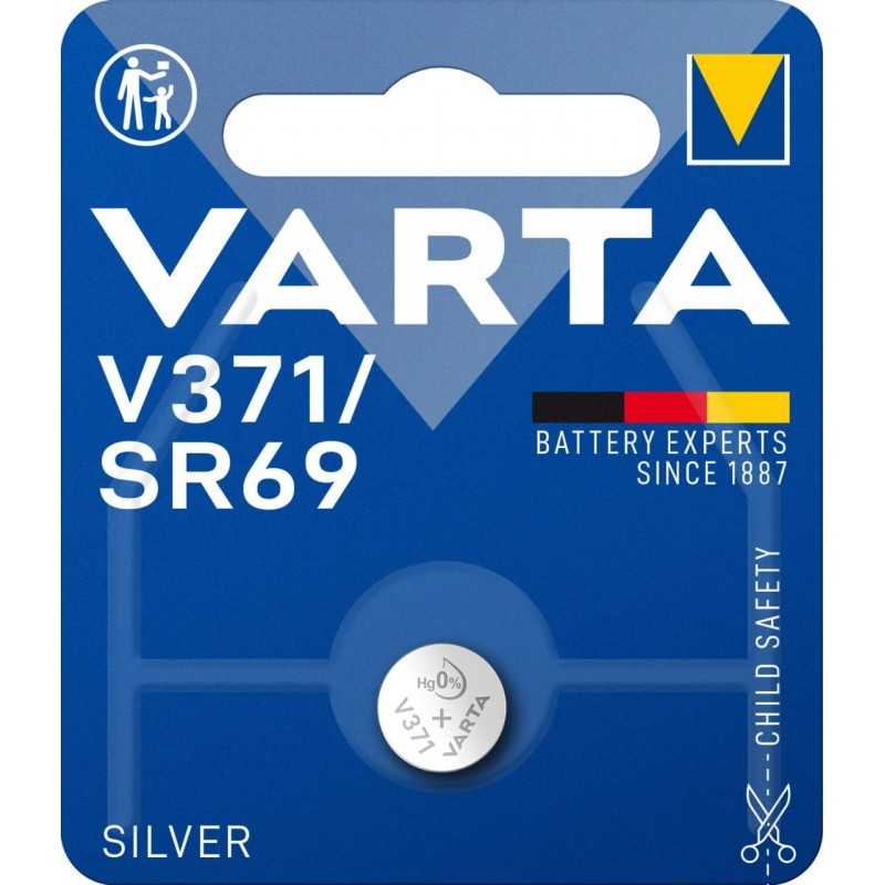 VARTA Piles Bouton V371/SR69 oxyde d'argent, lot de 1, Silver Coin, 1,55V, pour petits appareils électroniques - montres, clés VARTA Piles Bouton V371/SR69 oxyde d'argent, lot de 1, Silver Coin, 1,55V, pour petits appareils électroniques - montres, clés
