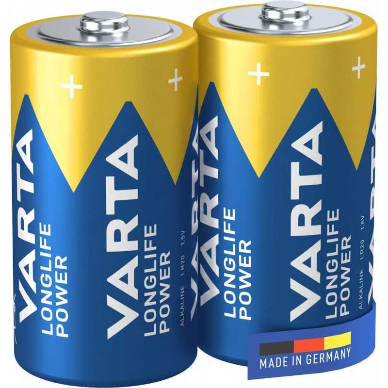 VARTA Piles Bloc 9V, lot de 2, Longlife Power, Alcalines, pour détecteurs de fumée, alarmes incendie, microphones
