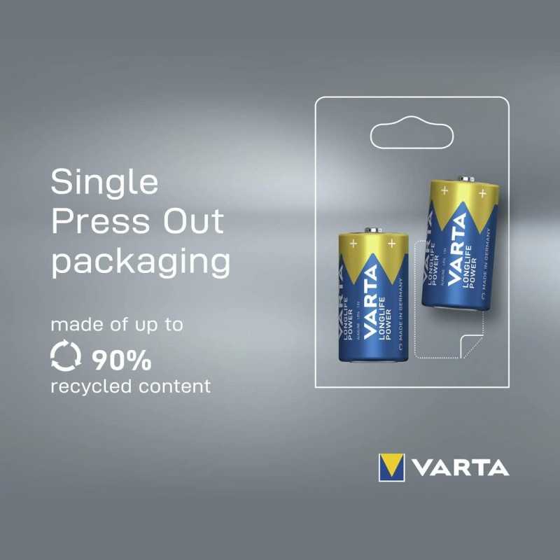 VARTA Piles Bloc 9V, lot de 2, Longlife Power, Alcalines, pour détecteurs de fumée, alarmes incendie, microphones