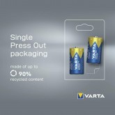 VARTA Piles Bloc 9V, lot de 2, Longlife Power, Alcalines, pour détecteurs de fumée, alarmes incendie, microphones