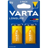 VARTA Piles Bloc 9V, lot de 2, Longlife Power, Alcalines, pour détecteurs de fumée, alarmes incendie, microphones