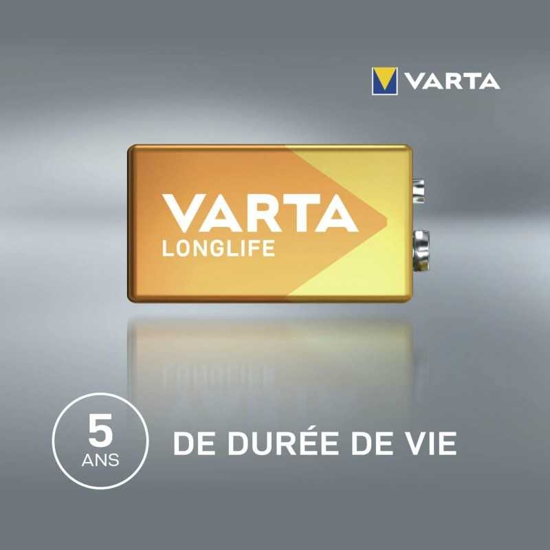 VARTA Piles Bloc 9V, lot de 2, Longlife Power, Alcalines, pour détecteurs de fumée, alarmes incendie, microphones