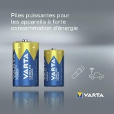 VARTA Piles Bloc 9V, lot de 2, Longlife Power, Alcalines, pour détecteurs de fumée, alarmes incendie, microphones