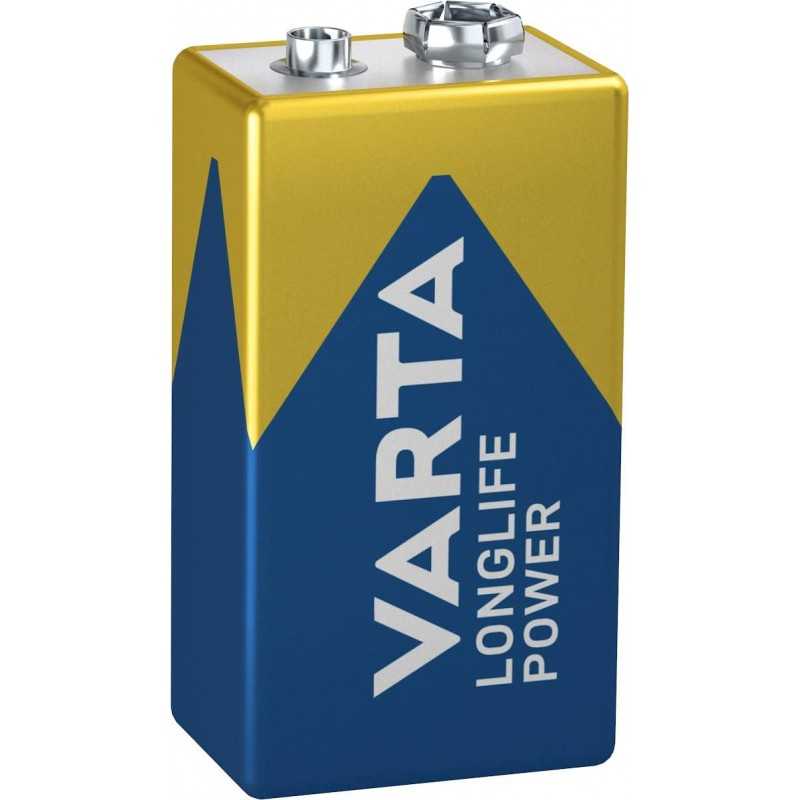 VARTA Piles Bloc 9V, lot de 2, Longlife Power, Alcalines, pour détecteurs de fumée, alarmes incendie, microphones