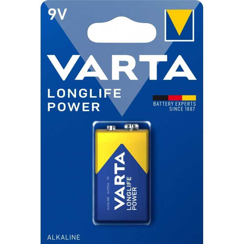 VARTA Piles Bloc 9V, lot de 2, Longlife Power, Alcalines, pour détecteurs de fumée, alarmes incendie, microphones