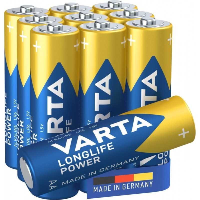 VARTA Piles Bloc 9V, lot de 2, Longlife Power, Alcalines, pour détecteurs de fumée, alarmes incendie, microphones