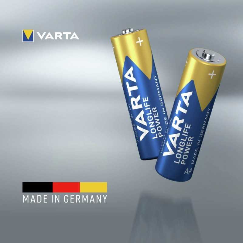 VARTA Piles Bloc 9V, lot de 2, Longlife Power, Alcalines, pour détecteurs de fumée, alarmes incendie, microphones