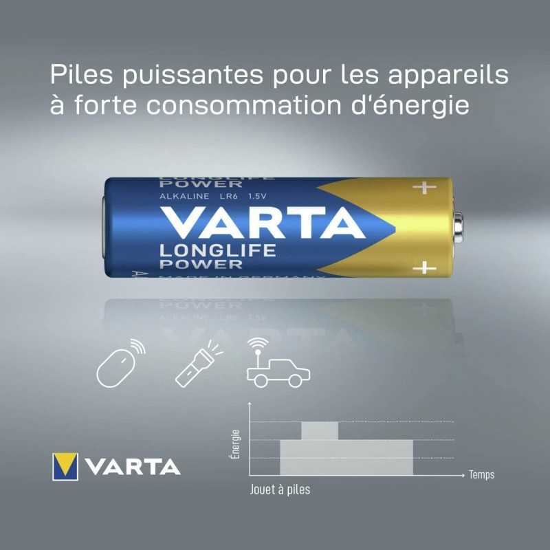 VARTA Piles Bloc 9V, lot de 2, Longlife Power, Alcalines, pour détecteurs de fumée, alarmes incendie, microphones