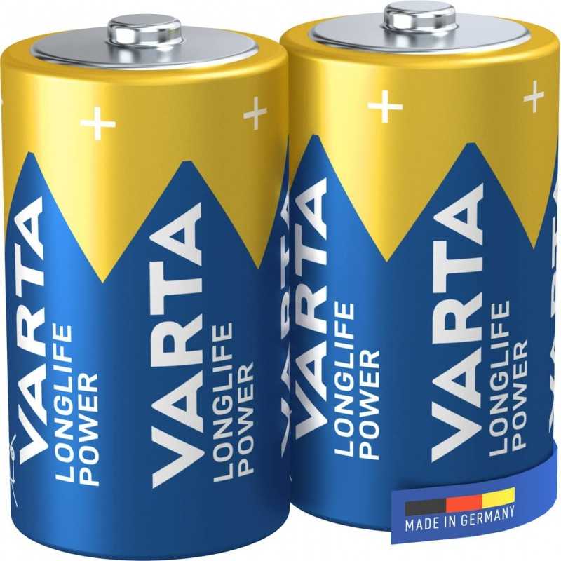 VARTA Piles Bloc 9V, lot de 2, Longlife Power, Alcalines, pour détecteurs de fumée, alarmes incendie, microphones