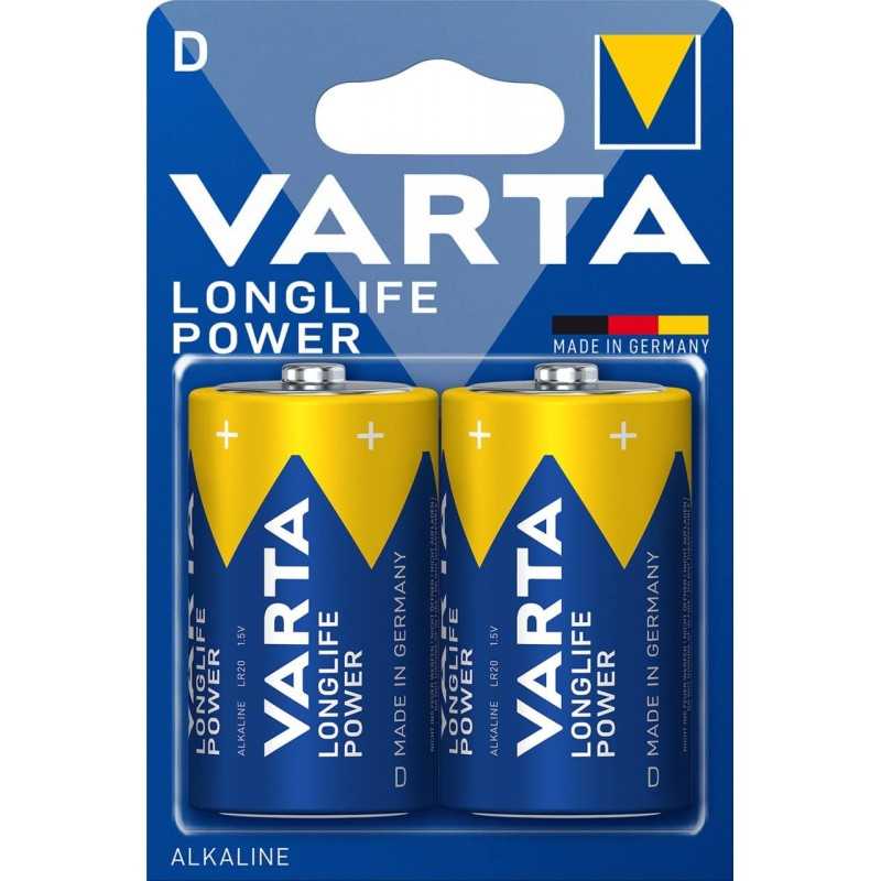 VARTA Piles Bloc 9V, lot de 2, Longlife Power, Alcalines, pour détecteurs de fumée, alarmes incendie, microphones