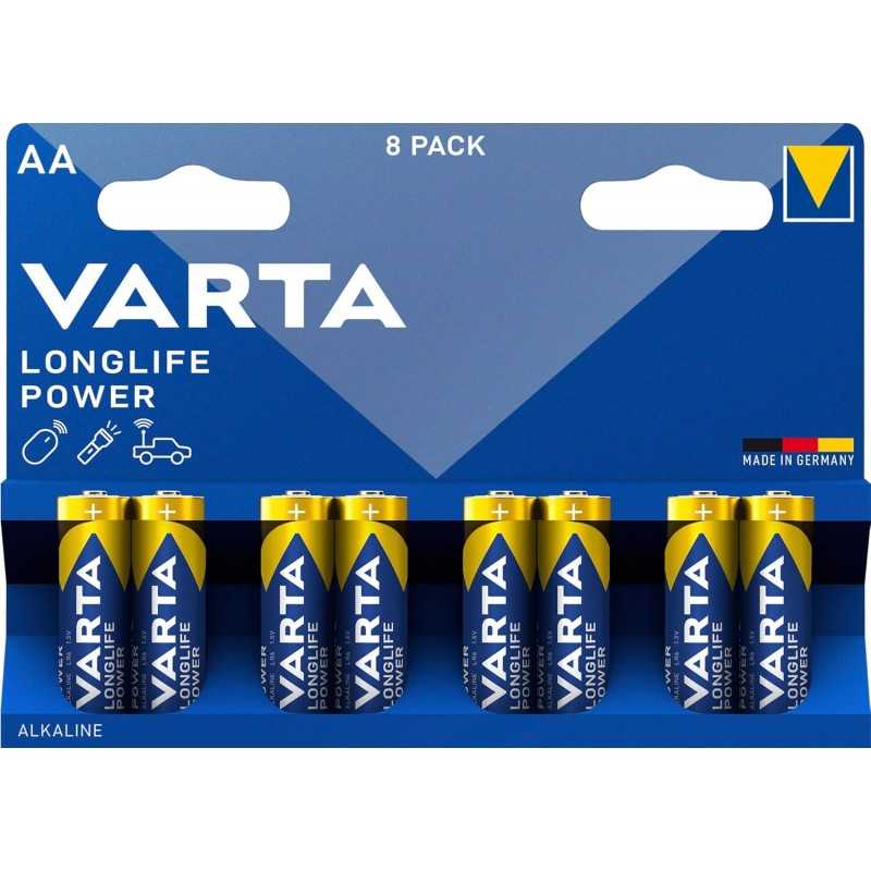 VARTA Piles Bloc 9V, lot de 2, Longlife Power, Alcalines, pour détecteurs de fumée, alarmes incendie, microphones