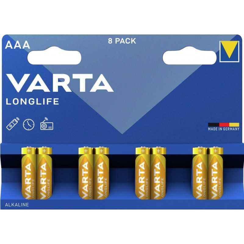 VARTA Piles Bloc 9V, lot de 2, Longlife Power, Alcalines, pour détecteurs de fumée, alarmes incendie, microphones