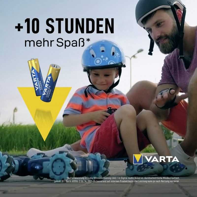 VARTA Piles Bloc 9V, lot de 2, Longlife Power, Alcalines, pour détecteurs de fumée, alarmes incendie, microphones