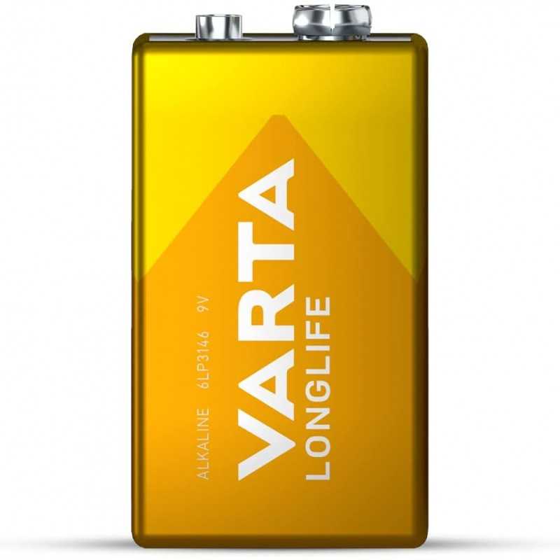 VARTA Piles Bloc 9V, lot de 2, Longlife Power, Alcalines, pour détecteurs de fumée, alarmes incendie, microphones