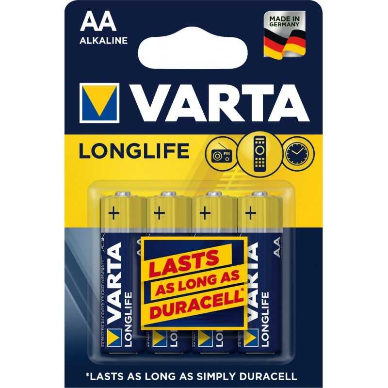 VARTA Piles Bloc 9V, lot de 2, Longlife Power, Alcalines, pour détecteurs de fumée, alarmes incendie, microphones