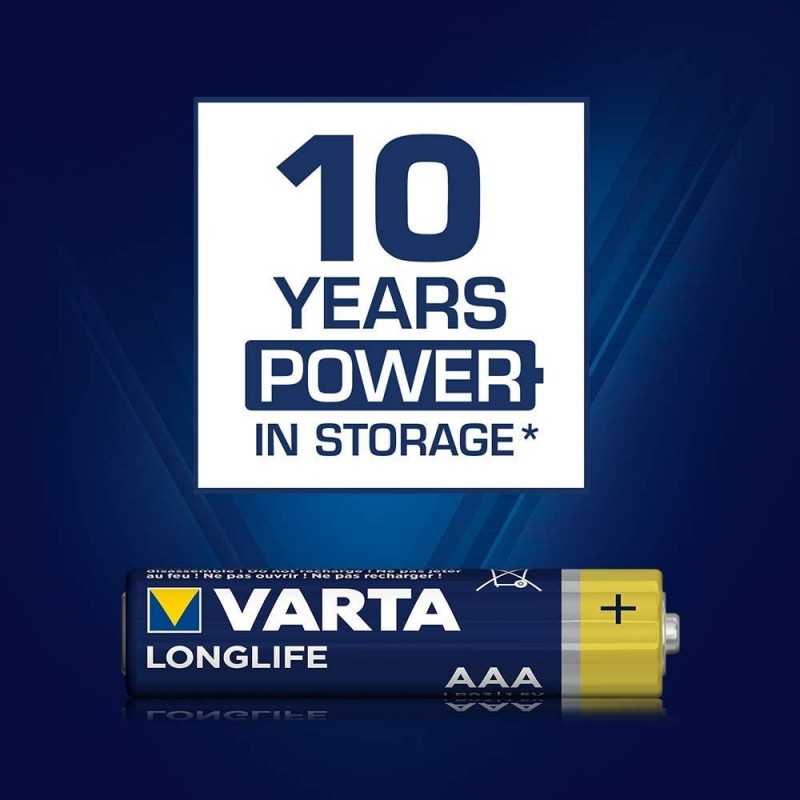 VARTA Piles Bloc 9V, lot de 2, Longlife Power, Alcalines, pour détecteurs de fumée, alarmes incendie, microphones