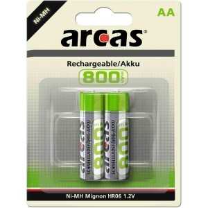 Arcas Set de 2 Piles Rechargeables HR6 800 mAH/1,2 V