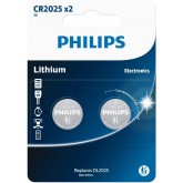 Philips Piles Bouton CR2025 2 Pièces - Pile Montre 3V/150 mAh - Convient pour Montres, Calculatrices et Porte-clés - Pile au