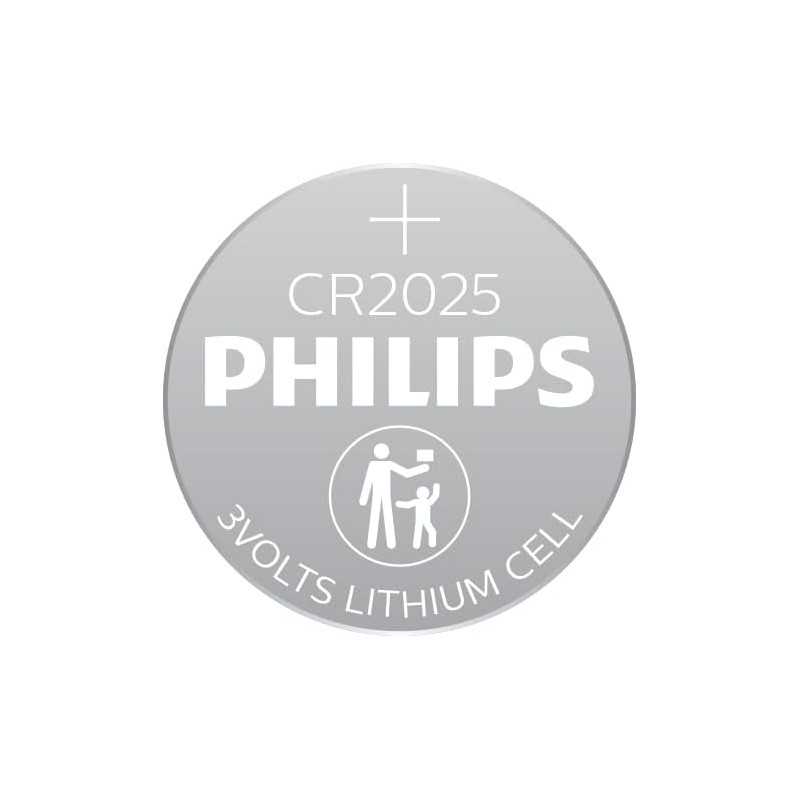 Philips Piles Bouton CR2025 2 Pièces - Pile Montre 3V/150 mAh - Convient pour Montres, Calculatrices et Porte-clés - Pile au