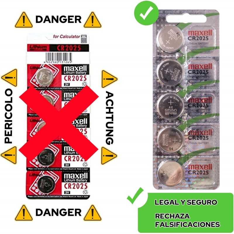 Maxell CR2025 Lot de 5 piles au lithium 3 V, 170 mAh Gris