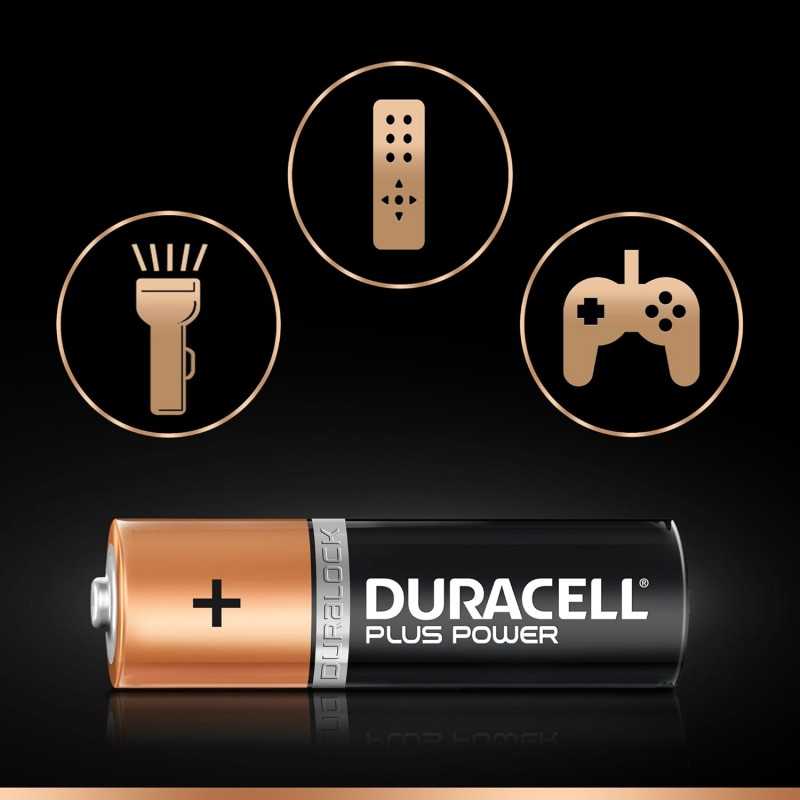 Duracell Plus Power Piles Alcalines type AA, Lot de 4 piles