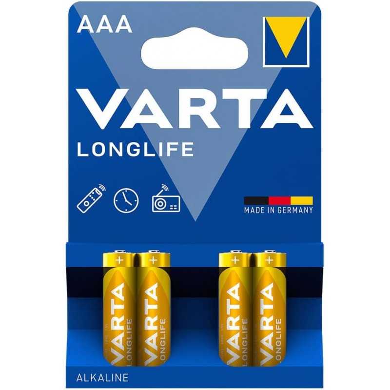 Pile alcaline AAA - LR03 LONGLIFE (Blister 4 unités) Ø10,5 x 44,5 mm, idéale pour Les appareils Qui nécessitent Une énergie
