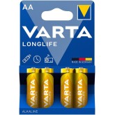 Pile Alkalina AA - LR06 Longlife sous Blister de 4 unités, idéale pour Une Performance prolongée. Dimensions : Ø14,5 x 50,5 mm.