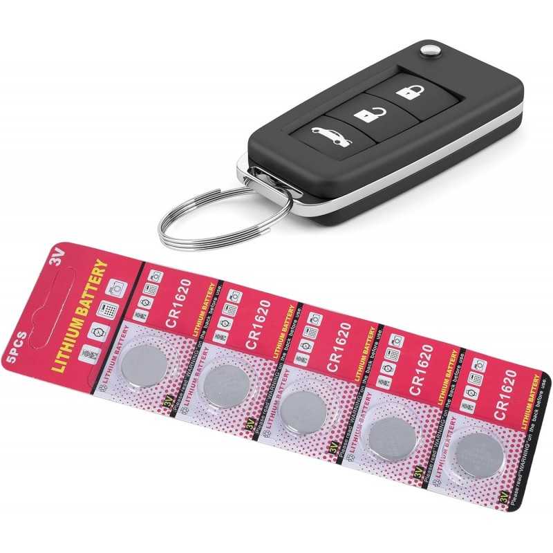 MCAOAL Lot de 5 piles bouton CR1620 3 V au lithium pour appareils électroniques non rechargeables