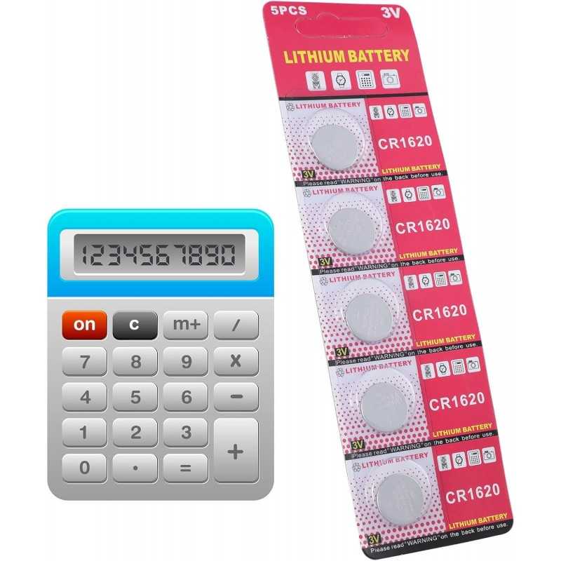 MCAOAL Lot de 5 piles bouton CR1620 3 V au lithium pour appareils électroniques non rechargeables