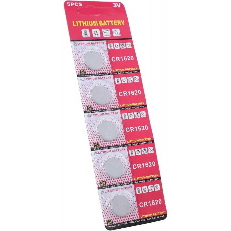 MCAOAL Lot de 5 piles bouton CR1620 3 V au lithium pour appareils électroniques non rechargeables