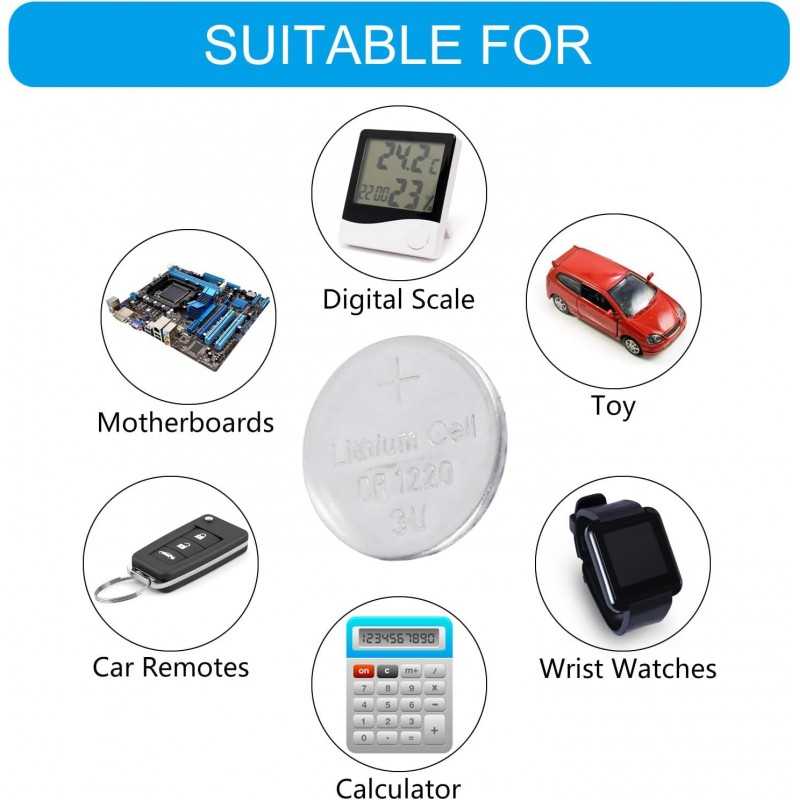 MCAOAL Multipacks CR1220 Lot de piles bouton au lithium 3 V CR1220 3 V pour appareils électroniques Gadgets