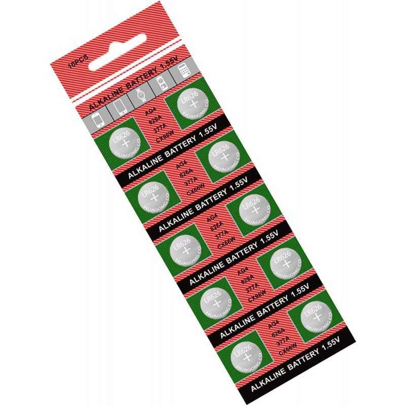 Lot de 10 piles bouton AG4 377 LR626 avec tensions stables pour montres et gadgets