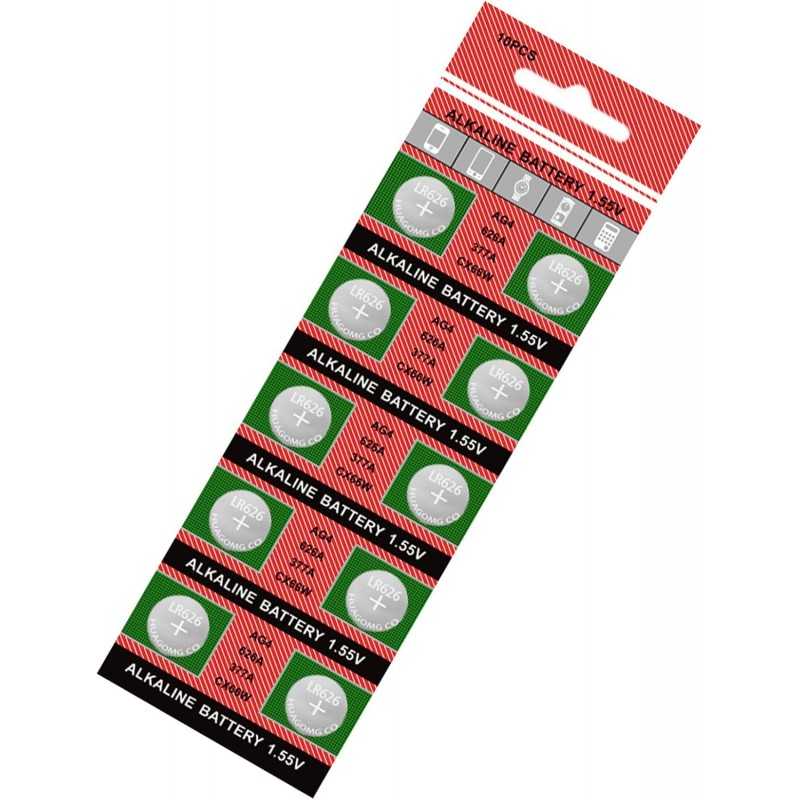 Lot de 10 piles bouton AG4 377 LR626 avec tensions stables pour montres et gadgets