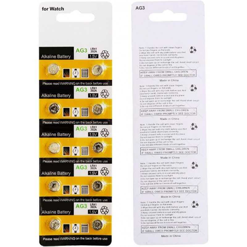 Lot de 20/10 piles bouton AG3/LR41/736 pour montre - 1,5 V - Pour petits appareils électroniques